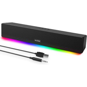 Computer Speakers, 24W Bluetooth Computer Soundbar, 3.5mm Aux-in Computer Speakers for Desktop Monitor, Computer Sound Bar with Deep Impactful Bass, Gaming Speakers for PC,Laptop,Tablet