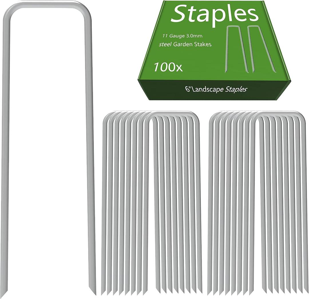 6 inch Garden Landscape Staples Galvanized Pins Lawn Stakes for Weed Barrier Ground Cover,U-Type Heavy Duty