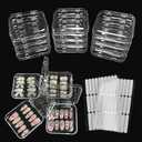 14pcs Press on Nail Storage Box with 60 Pcs Adhesive Double Sided Tape Clear Acrylic Nail Display Box Artificial False Nail Box Organizer Fake Nail Case Transparent Nail Packaging Boxes for Nail Salon