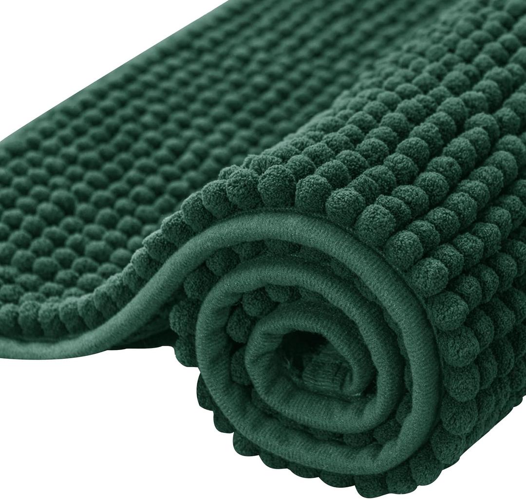 SUBRTEX Bathroom Rugs Chenille Bath Rug Soft Short Plush Bath Mat Soft Shower Mat Water Absorbent Shower Mat Quick Dry Machine Washable (Celadon,16" x 24")