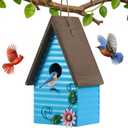 Bird Houses for Outside,Blue Bird Houses for Outdoors,Hanging Birdhouses for Outdoor,Wooden Bluebird Houses for Outside,Country Style Hummingbird Nest Box,Yard Decorative Gift for Bird Lovers