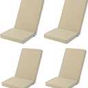Adirondack Chair Cushions Set of 4 - Removable Covers, Water-Repellent & Fade-Resistant Faux Linen, Securing Straps, Non-Slip Bottom, Fit for Most Outdoor Adirondack & Rocking Chairs - Nature