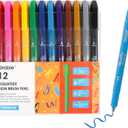 Grabie AquaFlex Sign Brush Pen Set of 12  Flexible Brush Tip with Waterproof, Archival Ink for Calligraphy, Journaling, Drawing & Illustration  Vibrant, Quick-Drying, Non-Toxic & Smudge-Proof