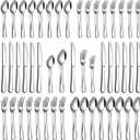 40 Piece Silverware Set, Stainless Steel Flatware Set for 8 Food Grade Novelty Flatware Cutlery Utensil Set Include Knife Fork Spoon Mirror Polished Dishwasher Safe