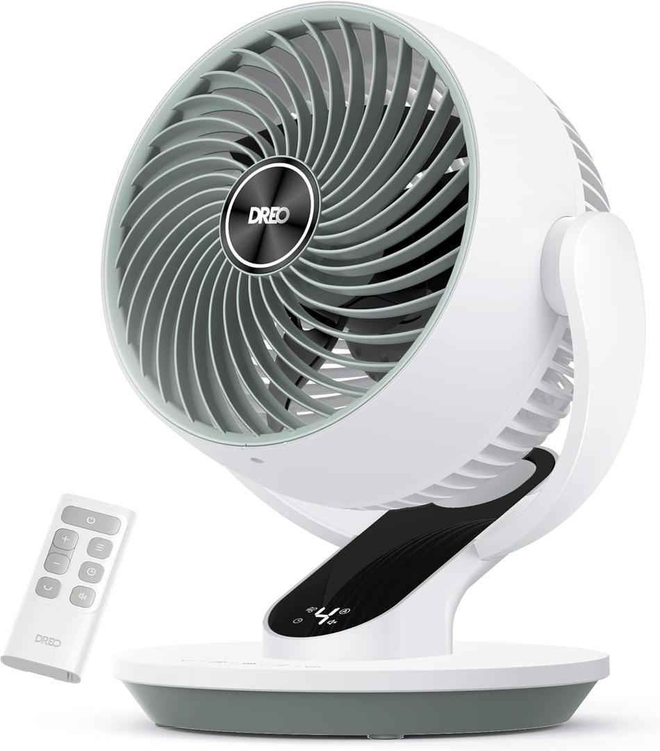 DREO Oscillating Fan for Bedroom, 13 Inch Quiet Table Fans for Home Whole Room, 75ft Powerful Airflow, Desk Air Circulator Fan with Remote, 120 Adjustable Tilt, 4 Speeds, 8H Timer, for Office Desktop, Small