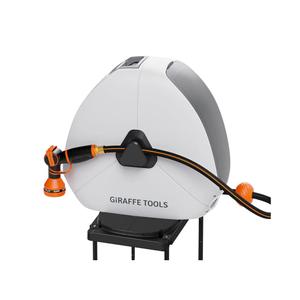 Giraffe Tools Ground Mounted Retractable Hose Reel 5/8 Inch x 92FT, Heavy Duty Automatic Rewind Garden Hose Reel, with Flexible Swivel Base for Lawn, Concrete Floor