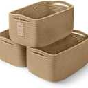 Maxuni 3-Pack Storage Baskets for Organizing | Woven Shelf Toy Basket | Rope Baskets for Gifts Empty | Closet Organizer Bins with Handles | Cube Decorative Box | 11.8×7.8×5.1” | Brown