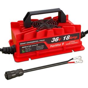 43.8V 18A Lithium Battery Charger, IP65 Waterproof, for 36V (38.4V) LiFePO4 Battery, Ideal for Golf Carts, RVs, and 36V Trolling Motors, Red