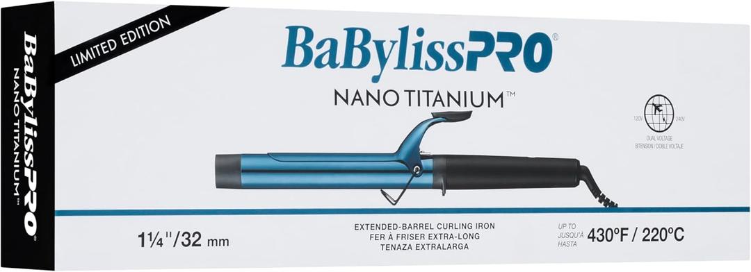 BaBylissPRO Nano Titanium Professional Curling Iron with Extended Barrel Perfect for Longer Hair
