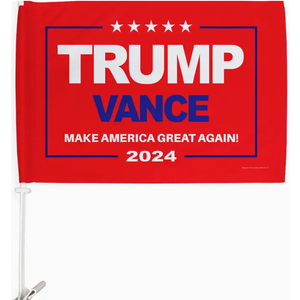 Trump Vance 2024 Flag for Car Red Bandera para Carros Window Clip Pole Mount Kit Rally Shooting 2024 Poster Auto Decor MAGA Sign Outdoor Decorations Republican Gift Made in USA