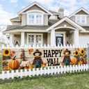 Happy Yall Banner Fall Holiday Backdrop Scarecrows Pumpkins Sunflowers 118x20 inches Autumn Decor Party Supplies Welcome Yard Sign Wall Hanging Banner Decoration