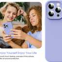 Supdeal Liquid Silicone Case for iPhone 13 Pro Max, [Camera Protection] [Anti Fingerprint] [Wireless Charging] 4 Layer Phone Case Protective Cover, Built-in Microfiber Case Cover, 6.7", Purple