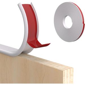 U-Shape Edge Banding, 1 inch x 20ft Edge TPE Self Adhesive Veneer Edging Trim Flexible Edge Protector, Strip for Countertop Cabinets Table Restoration Shelves, White