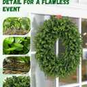 Wreaths 26" Boxwood Wreath for Front Door, Faux Round Boxwood Wreath, All Season Outdoor & Indoor Window, Porch Wall Decor. Day Farmhouse Wedding Home Greenery Decoration (2)