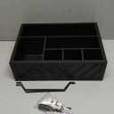 Paper Plate Dispenser and Holder for Kitchen Counter, Wood Rustic Silverware Utensil Caddy, Cutlery Flatware Organizer Box for Cups Spoons Forks Napkins, Kitchen Accessories (Black)