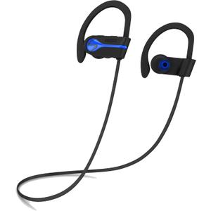 Bluetooth Wireless Headphones, Best Sports Earphones w/Mic IPX7 Waterproof HD Stereo Sweatproof Earbuds for Gym Running Workout 8 Hour Battery Noise Cancelling Headsets Cordless Headphone - Blue