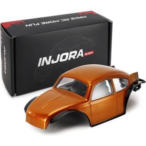 INJORA BUG24 Body with Roll Cage for 1/24 Axial SCX24 C10 JLU Bronco Base Camp 4Runner Upgrade(Orange)