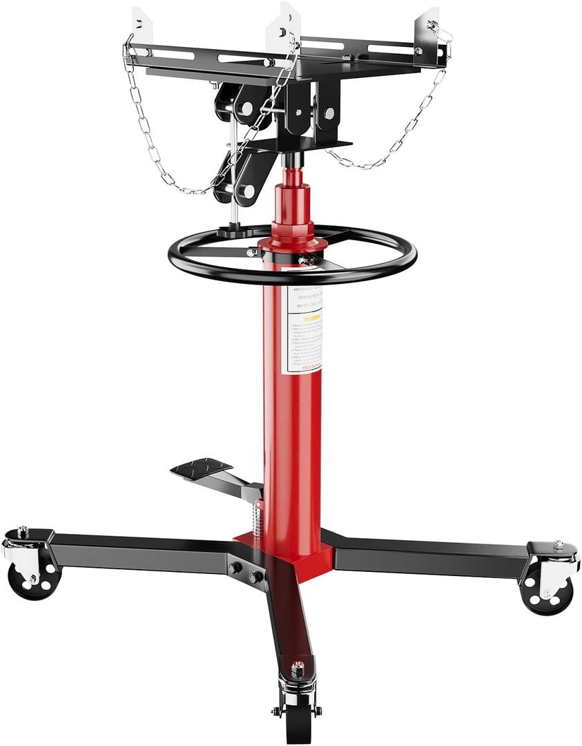 EcoExplorer 1322lbs Transmission Jack, Heavy Duty Professional Hydraulic Transmission Jack High Lift 2 Stage Adjustable Telescoping, 34.3" to 68.5" Lifting Range, 3/5Ton Capacity, 360 Swivel Wheel
