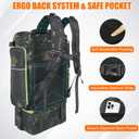 ayamaya Fishing Backpack with Cooler, 45L Tackle Backpack with Rod Holders & Insulated Lunch Bag, Large Outdoor Fishing Bag for 4 Tackle Boxes & Gears