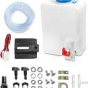 Universal Car Windshield Washer Bottle,12V Windshield Washer Fluid Reservoir Bottle Kit with Pump Jet Button Switch Windshield Tank,OEM: 160186 Windshield Washer Kit Fit Most Car UTV Boat ect