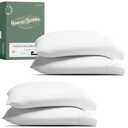 TEXAS LINEN CO. 100% Organic Cotton Pillow Cases Standard Size Set of 4 - Soft & Crisp Organic Cotton Pillowcases Standard/Queen Size (2 Pair, White), Percale Weave Pillowcases - GOTS Certified