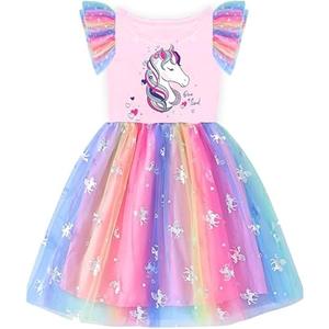 VIKITA Girls Dresses Summer Party Pink Tutu Dress for 2-3 Years Kids