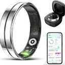 Smart Ring Health Tracker for Women Men, Sleep Tracker Ring Sleep Waterproof Tracking Wearable Long Battery Fitness Ring Fitness Tracker Health Rings for Activity Trackers Family Care (Silver, 11)