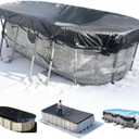 12x18Ft Winter Oval Pool Cover with Side Storage for Oval and Rectangular Above Ground Pool, One-Piece Pool Cover, Preventing Waterlogging, UV and Weather Resistant WP:10000kPa+