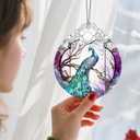 Christmas Ornaments: Stained Glass Ornament, Christmas Tree Ornament, Hanging Ornaments for Home Decor & Xmas Tree Decorations  Exquisite Holiday Decor, Gifts & Holiday Present - Peacock
