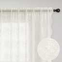 Ivory Lace Curtains 84 Inches Long 2 Panels Vintage Lace Voile Sheer Floral Curtain Decorative Cream Flower Pattern Rod Pocket Privacy Off White Drapes with Scalloped Edges for Living Room 52x84