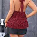 Verdusa Women's Plus Size Y2k Goth Halter Top Spiderweb Mesh Sheer Rave Club Backless Peplum Tops (Size XXL)