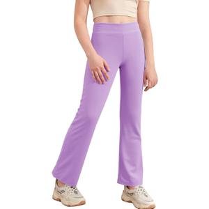 Haloumoning Girls Flare Leggings Kids Casual High Waisted Stretchy Wide Leg Pants Bell Bottoms 5-14 Years, 150