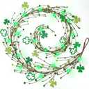 Timer - Lighted St Patricks Day Garland St Patricks Day Decorations, 6 Ft Shamrock Garland with 20 Green Lights Berried Artificial Clover Garland Irish St. Patrick's Day Decor for Home Mantle Table