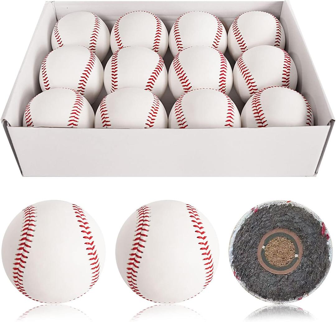 Baisidiwei Baseballs 12 Pack Sports Practice Baseballs 9 Inch Official Size and Weight Baseball Unmarked Autograph Baseball Training Ball for Games, Soft Toss, Batting, Fielding, Hitting, Pitching