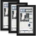 3 Pcs 11x22 in Newspaper Frame with Mat Assorted Media Article Cover Frame with Hanging Hardware 14x24 in Newspaper Display Poster Frame for Wall Decoration (Black Mat)