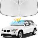 for BMW X1 E84 2011-2015 Windshield Sun Shade - 4 Layers Car Sunshades for Front Windows Shade Cover Custom Fit X1 E84 Sun Visor 240T Retractable Shade Blocks UV Rays Car Accessories