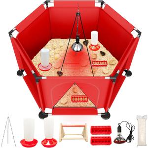 Chicks Brooder Box for Chicken Starter KitIncludes Heat Lamp, Chick Feeder and Waterer Set, Perch & Sawdust for Up to 30 Baby Chicks, Ducklings & QuailComplete Poultry Brooder Set