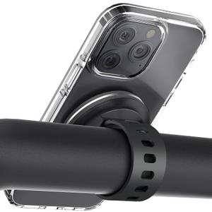 Magnetic Phone Mount, Phone Holder for Bike, Compatible with Magsaf or Normal Case- Sturdy Phone Grip for Gym Exercise, Workout Equipment, Stroller, Cart Handlebar (Black)