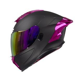 Crown Racing Compact Motorcycle Helmets, Full Face Motorcycle Street Bike Helmet, DOT Approved Model-LW600 Purple, Size-L