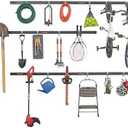 Rubbermaid 24-Piece FastTrack Garage Wall-Mounted Storage Kit, 6 Rails and 18 Hooks, Black, for Home/House/Tool/Sports/Equipment/Utility Purposes