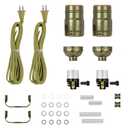 Baocuz Lamp kit with 12 Feet Cord for DIY lamp and Table Lamp，2 Way Lamp Socket Repair Or Rewire The Vintage Lighting Fixtures,Antique Brass Lamp Kits for Do It Yourself (2 Pack)