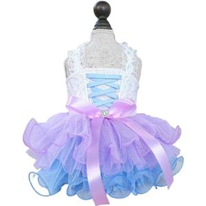 Fancy Dog Dress with Bow Knot Sleeveless Girl Puppy Princess Tutu Skirt Holiday Cat Outfit Doggy Apparel Summer Pet Clothes for Chihuahua Yorkie Pomeranian Poodle (Purple, X-Large)