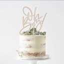 Oh Boy Cake Topper - Wooden 'It's a Boy' Birthday Party Decoration for 1st Birthday Photo Booth Props & Gender Reveals (Wood Cake Topper)