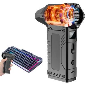 Compressed Air Duster,200,000RPM Turbo Jet Blower with LED Display,8-Gear Adjustable Mini Air Broom, Electric Air Duster for Keyboard, PC, Car and Home, Replace Compressed Air Can (Matte Black)