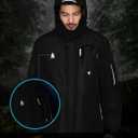 ASPO Men's Winter Ski Jacket Warm Waterproof Snow Coats Fleece Snowboard Jackets Insulated Thermal Windbreaker with Hood (Black)