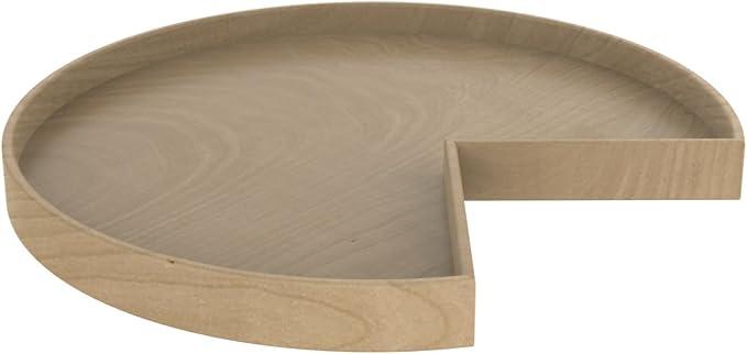 Leinuosen 1 Pcs Banded Pine Wood Full Kidney Shaped Lazy Susan for Corner Base Cabinets with Iron Swivel Bearing for Kitchen Turntables, Not Include Metal Rod(18 Inch,Wood Color)