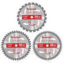 3 Pack 7 1/4 Circular Saw Blade 24T&40T&60T Combo, TCT ATB 24T Framing, 40T Ripping & Crosscutting, 60T Finish Saw Blade for Various Wood Cutting, 5/8" Arbor, Fit Dewalt Craftsman Ryobi Milwaukee