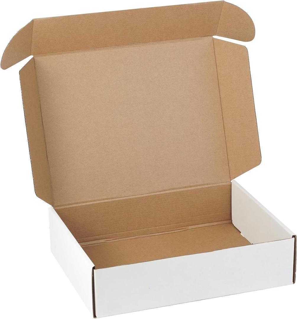12"x9"x3" Shipping Boxes Set of 5, White Corrugated Cardboard Box Literature Mailer