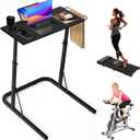 Treadmill Desk Small Adjustable Height Standing Desk for Walking Pad, Trainer Stand Table for Indoor Bike, 32/47 Inch Portable Bar for Treadmill Walking Pad Spin Bike Exercise Equipment (Black)