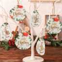 2 x Natural Seashell Christmas Ornaments 6PCS Merry Christmas Decoupage Paper Crafts Hanging Decor, Oyster Shells & Scallop Shells Ornaments for Beach Coastal Xmas Tree Decorations